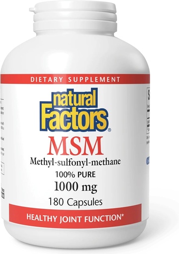 [BRSWIYT3PMMWYD3K] Factores naturales, MSM, soporta articulaciones saludables, cabello, piel y uñas, 180 cápsulas