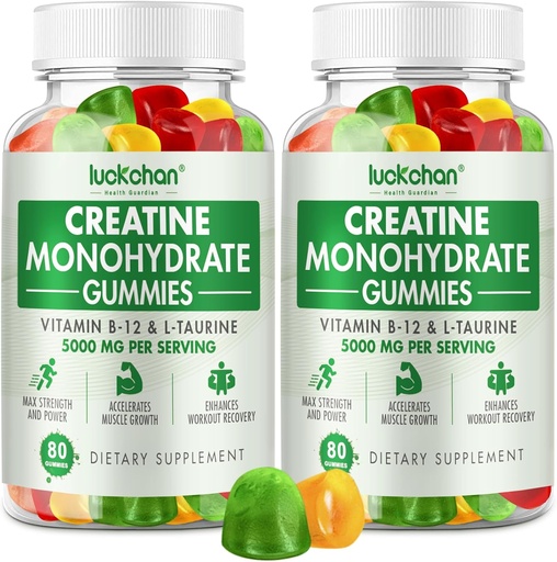 [BRSRAA3RBMFRMALK] Creatine Monohydrate Gummies 5000mg for Men & Women - Creatine for Women - Chewables Creatine Monohydrate for Muscle Strength, Muscle Builder, Energy Boost, 160 Count Pre-Workout Supplement