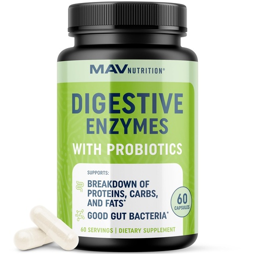 [BRSWKHY2OUABY2LA] Digestive Enzymes 400MG with Probiotics for Digestive Health & Bloating Relief for Women & Men | Enzyme Blend with Probiotic Strains, Anti Bloating Supplement for Women & Men | Non-GMO Vegetarian 60ct