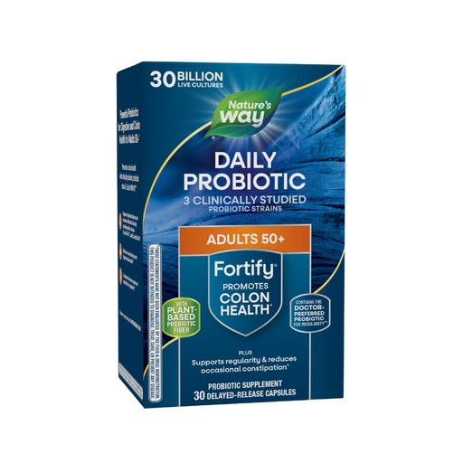 [BRSWKG33OF4WOGTO] Nature's Way Fortify 50+ Daily Probiotic for Men & Women, 30 Billion Live Cultures, Colon, Digestive, and Immune Health Support* Supplement, 30 Capsules