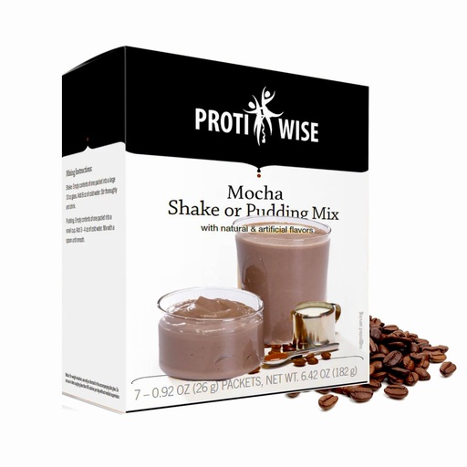 [BRSWG2Q6BAMAKD36] Protiwise høyproteinshake og pudding blanding | 15g Protein, lavfett, lav kalorie, lav sukker | Glutenfri KETO diett | Måltid utskifting for sulter | Mocha Flavor | 5/Box