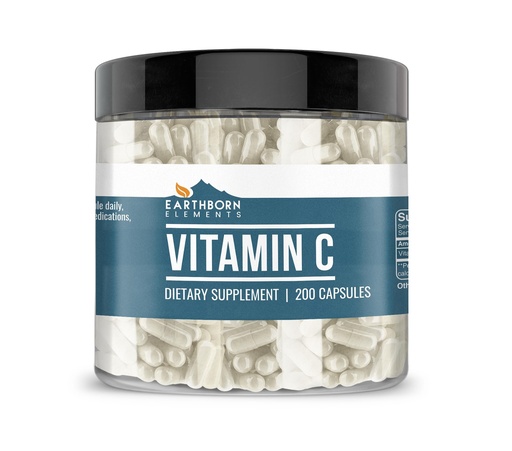[BRSWYFQNAUIRECYZ] Earthborn Elements Vitamin C 200 Capsules, Pure & Undiluted, No Additives
