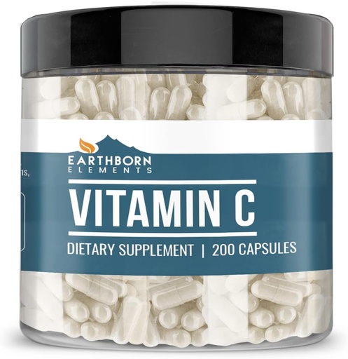 [BRSWYFQNAUIRECYZ] Elementos tercos Vitamina C 200 Capsules, Puro " No Aditivos