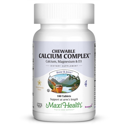 [BRSWIYYICAFAGDY3] Maxi Health Chewable Calcium Complex – Vanilla Flavor Vitamin D3 and Magnesium Chewables to Help Support Bones – Kosher Magnesium and Calcium Supplement for Women and Men (180 Count)