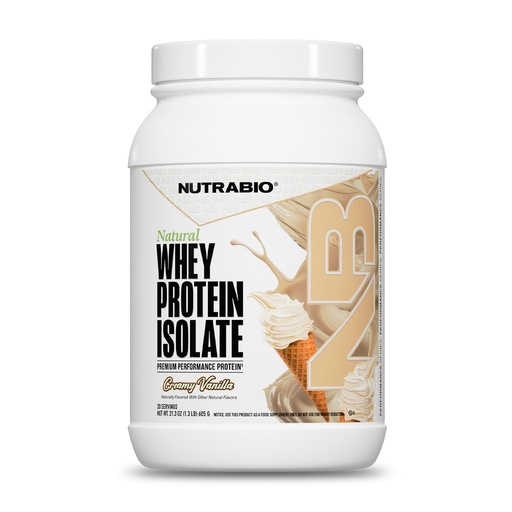 [BRSW2EDYAAMBMEQ7] NutraBio Natural Whey Protein Isolate Protein Powder, 25g Protein with Complete Amino Acid Profile, Non-GMO, Soy & Gluten Free, Low Carb, Low Calorie - 20 Servings- Vanilla
