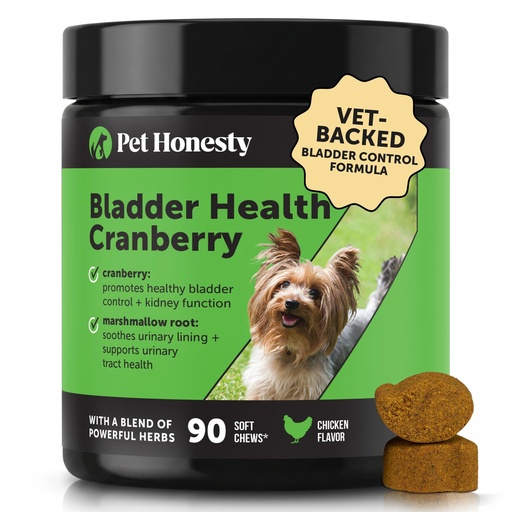 [BRSWGFAYCANRMYA2] Pet Honesty Vet Recommended Cranberry Supplement for Dogs, 90 Ct, Chicken | Dog urinary tract supplement with cranberry, D-mannose & marshmallow root, supports bladder health & normal urine pH