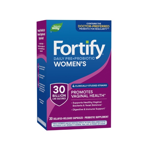 [BRSWKGY4OIIWCDTY] Nature's Way Fortify Women’s Probiotic 30 Billion CFU, Daily Multi-Strain Probiotic for Digestive, Vaginal, and Immune Support*, Once-Daily Capsule, No Refrigeration Required, 30 Capsules
