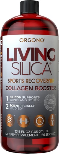[BRSWIZI3OR7AGETG] Orgono Living Silica Sports Recovery | Vegan Collagen Booster | Silica-Based | Pre & Post Workout Supplement | Supports Joint Recovery, Tendon & Cartilage Health, Energy & Endurance | 33.8 Fl Oz