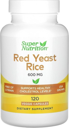 [BRSROALYDMORQ2AY] SuperNutrition Red Yeast Rice, 600 mg, 120 Veggie Capsules