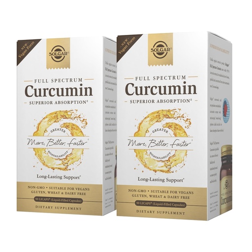 [BRSWEC34BENREF3X] Solgar Full Spectrum Curcumin - 90 LiCaps, Pack of 2 - Superior Absorption - Brain, Joint & Immune Health - Non-GMO, Vegan, Gluten Free, Dairy Free - 180 Total Servings