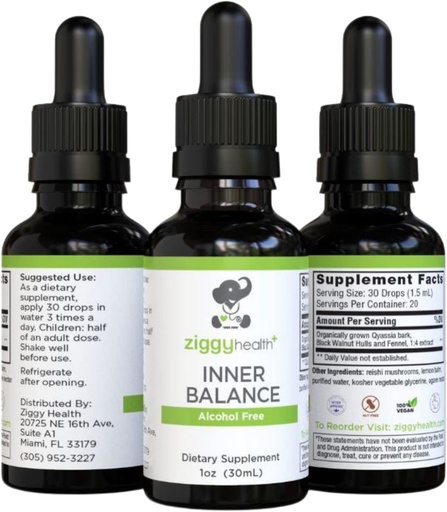[BRSW2GQ3AQNRMF33] Ziggy Health Inner Balance Tincture - Intestinal Support Movement Formula, Black Walnut Liquid, Harmful Organism Cleanse, Herbal Remedy, Supplement, Gluten Free, 1oz