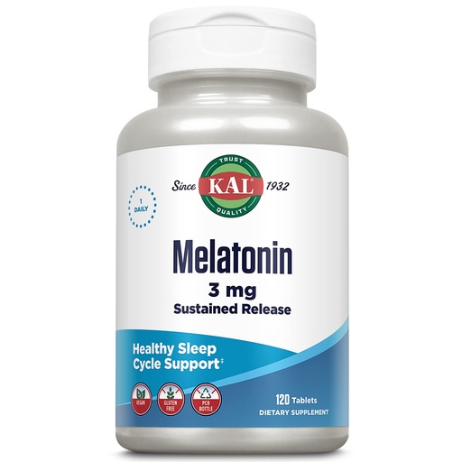 [BRSWIYQHDFYA4A3E] KAL Melatonin 3mg Supplement for Adults - Sleep and Rest Support, Melatonin 3 mg w/ Vitamin B6 for Men & Women, Fast Dissolve, Promotes Healthy Sleep Cycles, Gluten Free, Vegan - 120 Count Tablets