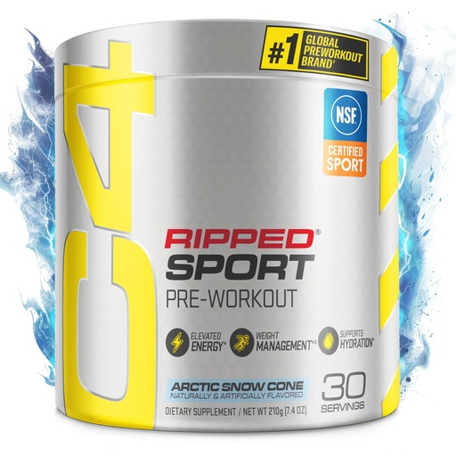 [BRSWGEA7BFYWCYLG] Cellucor C4 Ripped Sport Pre Workout Powder Arctic Snow Cone - NSF Certified for Sport + Sugar Free Preworkout Energy Supplement for Men & Women - 135mg Caffeine + Weight Loss - 30 Servings