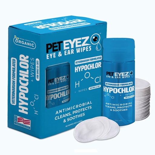 [BRSROAQPCICWYETV] PetEyez Veterinarian Formulated Tear Stain Remover Solution for Dogs & Cats - Hypoallergenic Deodorizing Cleaner to Remove Dirt, Discharge and Crust from Ears, Eyes, Paws & Butt - 100 Wipes