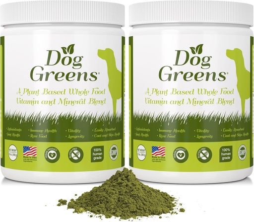 [BRSWGAADCV4B63T2] Organic Dog Multivitamin Supplement (12 oz) | Dog Greens Powder - Human Grade Superfoods, adds Essential Vitamins & Minerals to Balance a Homemade Diet, Kibble, Vegan or Raw Food (2 Pack)