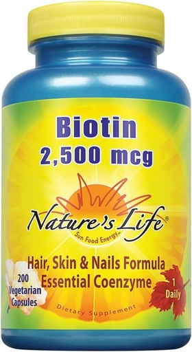 [BRSWIYQZBQJRQGYZ] Nature's Life Biotin 2500mcg | Healthy Hair, Skin, Nail & Metabolism Support | Non-GMO | 200 Vegetable Capsules