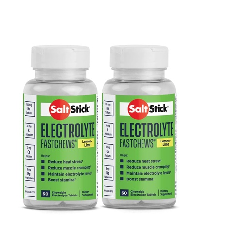 [BRSWGBA2BMMR6FDU] SaltStick Fastchews 60 Count Electrolyte Replacement Zesty Lemon Lime 2 Pack (120 Total Tablets)