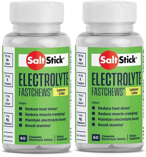 [BRSWGBA2BMMR6FDU] SaltStick Fastchews 60 Count Electrolyte csere Zesty Lemon Lime 2 Pack (120 teljes tabletta)