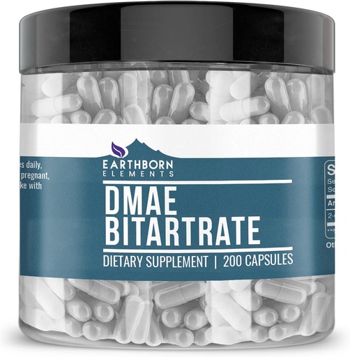 [BRSWYCA7DINQY23V] 地球の要素 DMAE の Bitartrate 200 のカプセル、純粋及びUndiluted、添加物無し