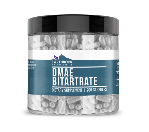 [BRSWYCA7DINQY23V] Earthborn Elements DMAE Bitartrate 200 Capsules, Pure & Undiluted, No Additives