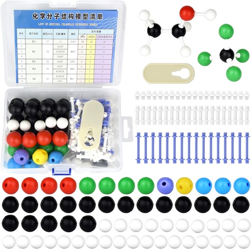[BRSWYGQEBUMQ2E34] 136pcs Organic Chemistry Molecular Model Set for Student and Teacher Inorganic & Organic Academic Chemistry Education 59 Atoms & 76 Links Bonds & 1 Link Atoms Remover