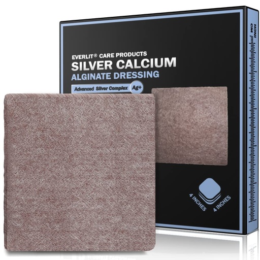 [BRSRMBL2BEIAOG37] EVERLIT AG Silver Calcium Alginate Wound Dressing | Absorbent Non-Stick Sterile Dressing Pad | Gentle Gauze with Natural Gelling Fiber for Wound Care