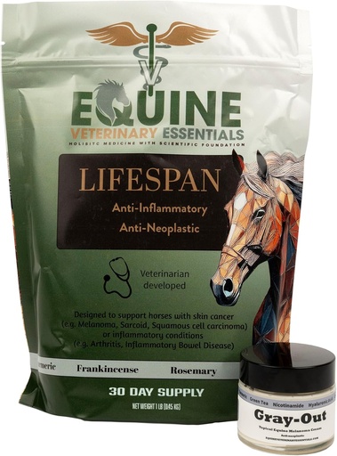[BRSRAFITBMHWAGQ6] Lifespan & Gray-Out Equine Care Bundle | Herbal Anti-Inflammatory Oral Supplement + Melanoma Cream Joint, Mobility & Skin Health Support for Horses | Wellness Pack