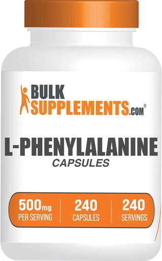 [BRSROAA7DEHWM3IU] BulkSupplements.com L-Phenylalanin Kapseln - Phenylalanin Ergänzung, L-Phenylalanin 500mg - Glutenfrei, 1 Kapsel pro Servierung, 240 Kapseln (Pack von 1)
