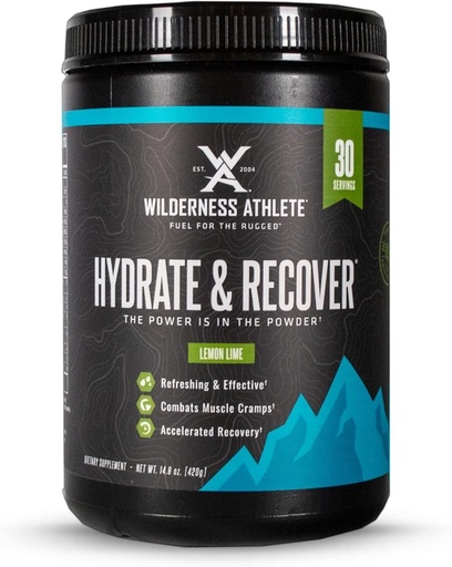 [BRSWGEAFO4ORSA3L] Wilderness Athlete - Hydrate & Recover | Liquid Hydration Powder Electrolyte Drink Mix - Recover Faster with Bcaas - Hydrate Powder with 1000mg of Vitamin C - 30 Serving Tub (Lemon Lime)