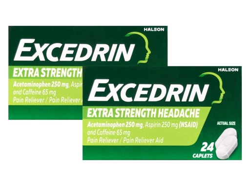 [BRSWGYI7OAARQCD2] Excedrin Extra Strength - 24 Caplets, Pack of 2