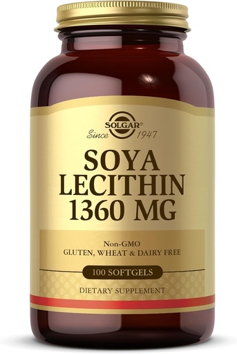 [BRSWIY3YAUOBWFD2] Solgar SOYA Lecithin 1360 mg - 100 Softgels - Source of Choline - Gluten & Dairy Free - 100 Servings