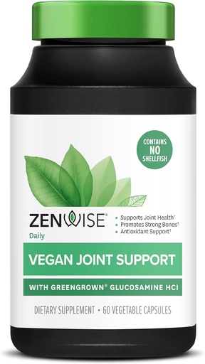 [BRSWYZDYAUJREETZ] Zenwise Health Certified Vegan Joint Support Supplement - Glucosamine HCl, Turmeric, and Boswellia Extract - Supports Bone Health + Joints-Magnesium & Vitamin D (D3 as Cholecalciferol) - 60 Capsules