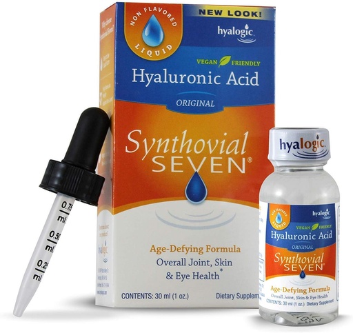 [BRSWIG3QAUPBW33K] Hyalogic Synthovial Seven Liquid Hyaluronic Acid – Vegan Oral Joint & Skin Supplement, High Molecular Weight, Pure Hydration Support Supplements, 1 oz (2 Pack)