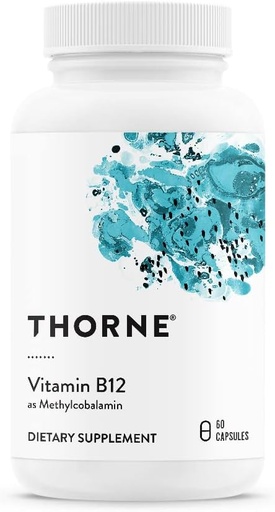 [BRSWIYALBAPGKADM] THORNE - Vitamine B12 - sous forme de méthylcobalamine - soutient la santé cardiaque et nerveuse, la fonction des cellules sanguines, le sommeil sain et la méthylation* - sans gluten, lait et soja - 60 portions