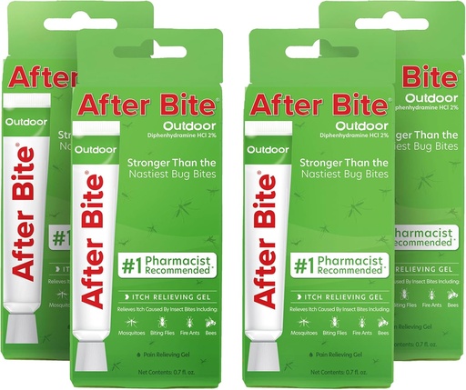 [BRSWGAQDOZ5GC236] After Bite Outdoor Formula - Itch Relief with Diphenhydramine HCl - Ideal for Mosquito & Fire Ant Bites, Bees & More - Portable Gel Formula - 0.7 oz (4 Pack)