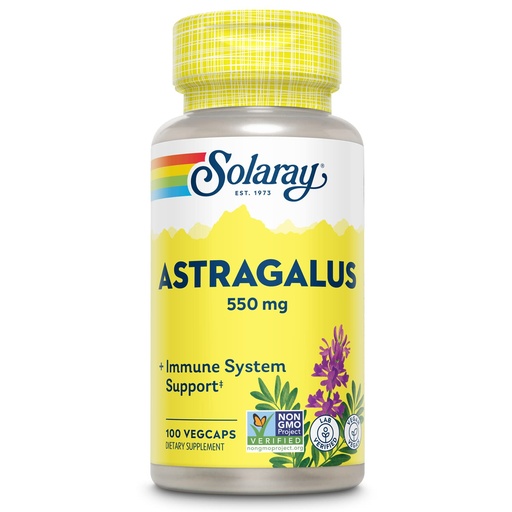 [BRSWGFITDMORE2D5] SOLARAY Astragalus Root 550 mg Capsules - Astragalus Root Supplement - Immune Support for Women and Men - Plant-Based Herbal Supplement for Overall Wellness - Vegan, Non-GMO - 100 VegCaps
