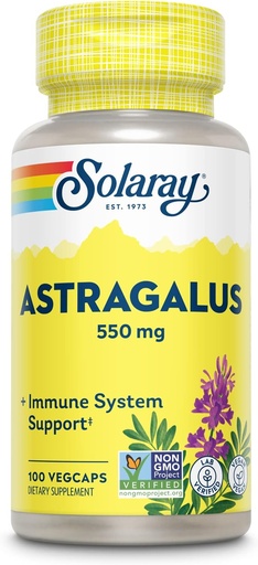 [BRSWGFITDMORE2D5] SOLARAY Astragalus Root 550mg | Healthy Immune Function & Stress Support | Adaptogen Herb | Non-GMO & Vegan | 100 VegCaps