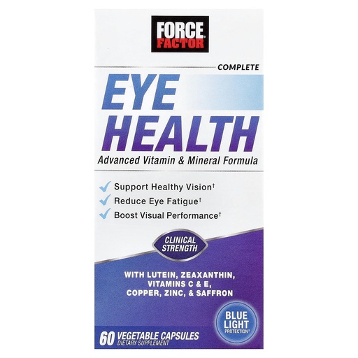 [BRSROYIHDMFWGHY3] Force Factor Complete Eye Health, Clinical Strength Eye Vitamins with Lutein & Zeaxanthin to Support Vision, Eye Function, and Blue-Light Protection, Eye Health Supplements for Adults, 60 Capsules