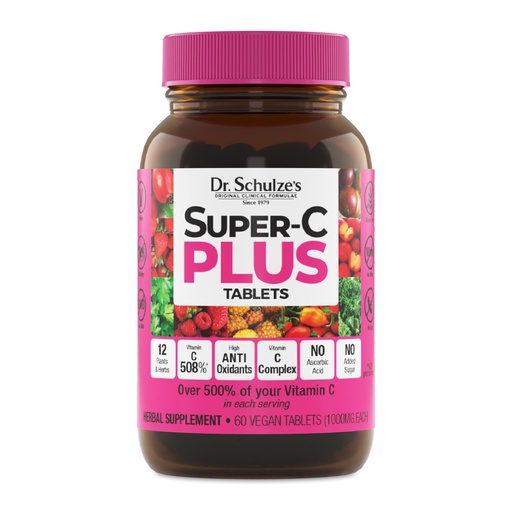 [BRSWKHY7OYGGGGDZ] Dr. Schulze's Super-C Plus - Vitamin C Supplement for Immune Support - Skin Health & Antioxidant Support - High-Potency Formula - Plant-Based Superfood - Gluten-Free & Vegan - 60 Count (20 Servings)