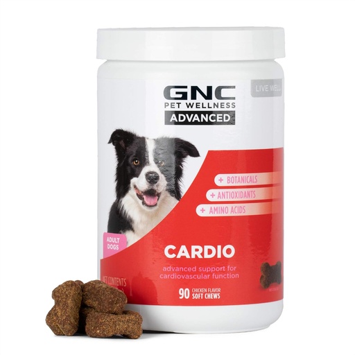 [BRSWYAQ6OB5QMEQ3] GNC Pets Advanced Dog Supplements, Cardiovascular Support & Heart Health Chews for Dogs, Soft Pet Supplement Made in USA, Cardio Vitamins & Easy to Chew Canine Essentials, 90 Count