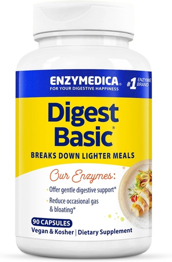 [BRSWIYY6O56RKDYV] Enzymedica Digest Basic, Digestive Enzymes for Sensitive Stomachs, Offers Fast-Acting Gas &amp; Bloating Relief, 90 Count
