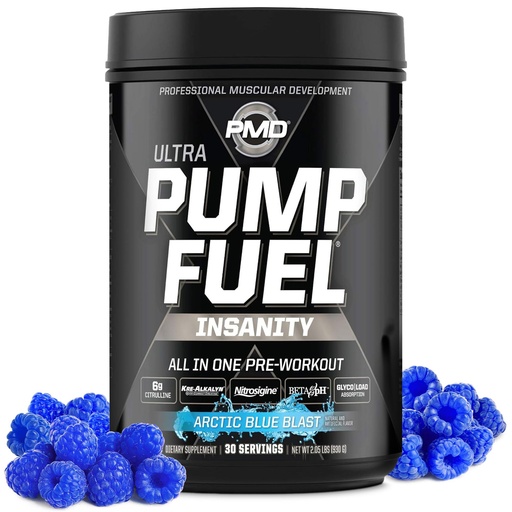 [BRSWGGQPBN6BUEIV] PMD Sports Pump Fuel Ultra Insanity - Premium Pre Workout Powder & Muscle Pump, Greater Focus, Endurance & Recovery, Premium Creatine, Arginine & Beta Alanine - Arctic Blue Blast (30 Servings)