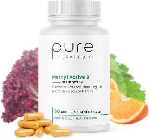 [BRSROBAEPMPBAGTA] Pure Therapro Rx Methyl Active B Vitamins for Men and Women | Methylated Vitamins Including Methyl B12, Methylfolate, Benfotiamine, Choline, Niacin, TMG & More | 60 Vegetable Capsules
