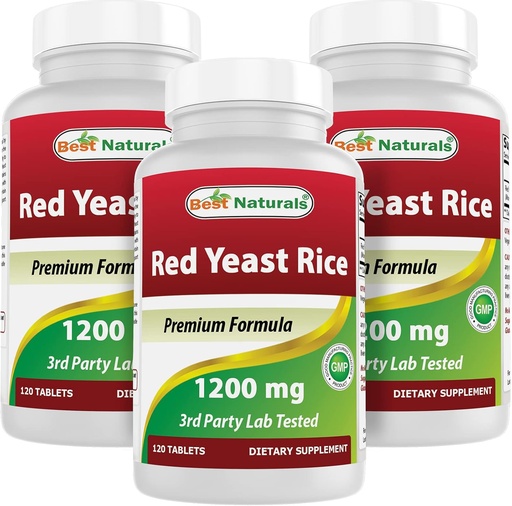[BRSW2AYBAFYGCF3B] Best Naturals Red Yeast Rice 1200 mg (Non-GMO) 120 Tablets (120 Count (Pack of 3))