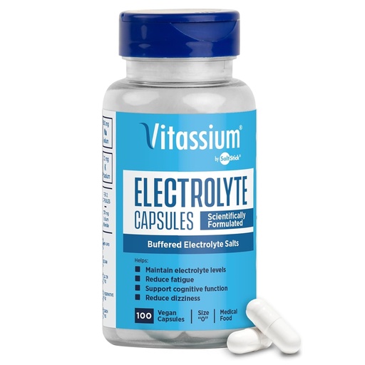 [BRSRMZI2AUMAOGTH] Vitassium Electrolyte Capsules, Electrolytes for The Management of POTS and High Sodium Diets (500mg Sodium - 100mg Potassium), Unflavored, 100 Salt Pills (Size 0)