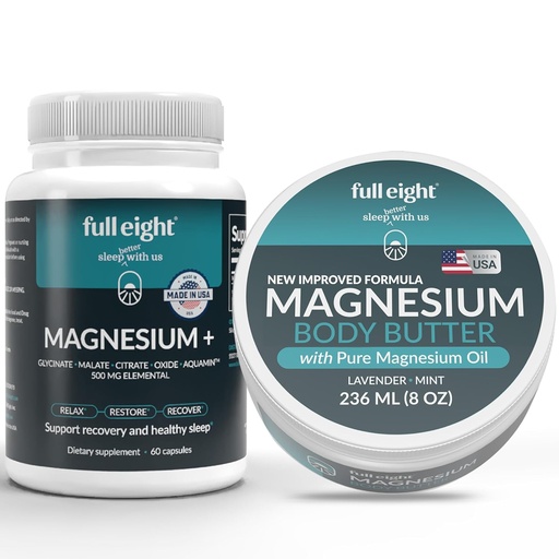 [BRSRAFQHCMBGE23P] Ultimate Magnesium Sleep Bundle - Magnesium Glycinate 500 Mg Elemental och Magnesium Chloride Body Butter