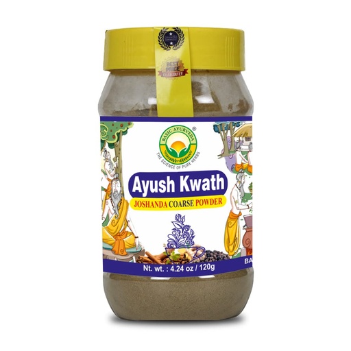 [BRSRO2YYBMNWM3D3] BASIC AYURVEDA Kwath Kadha pulber | 4,23 Oz (120 g) | Kaneeli ingveri ja püha basiiliku vürtsisegu | Orgaaniline ayurveda pulber taimetee ja kuuma joogi segude jaoks | Kurgutugi