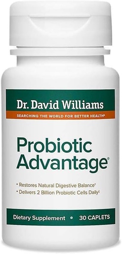 [BRSWIZQYCIHREGDC] Dr. David Williams' Probiotic Advantage Supplement with 7 Unique Strains and Patented Technology to Deliver Probiotics Alive (30 Caplets)