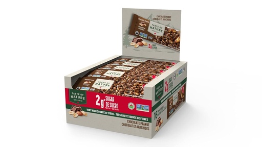 [BRSRMHY6OUNAAA3A] Taste of Nature - Organic 2g Sugar Chocolate Peanut - Low Sugar Snack and Breakfast Bar, High Fiber Energy Bar - 16 Conde Snack Pack