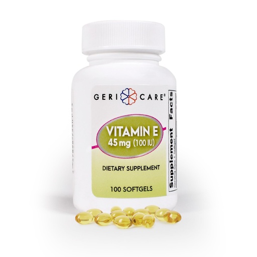 [BRSRMCADCMAWKEL5] GeriCare High-Potency Vitamin E Capsules – 100 IU for Skin & Immune Support, 45mg | 100 Count | Organic Vitamin E for Women and Men